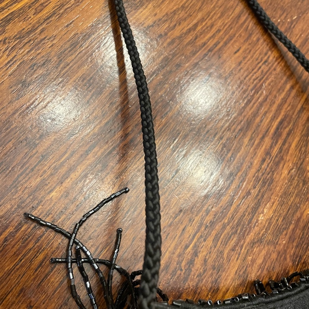 Lancome Black Mini Bag with Beaded Fringe - Picture 9 of 10